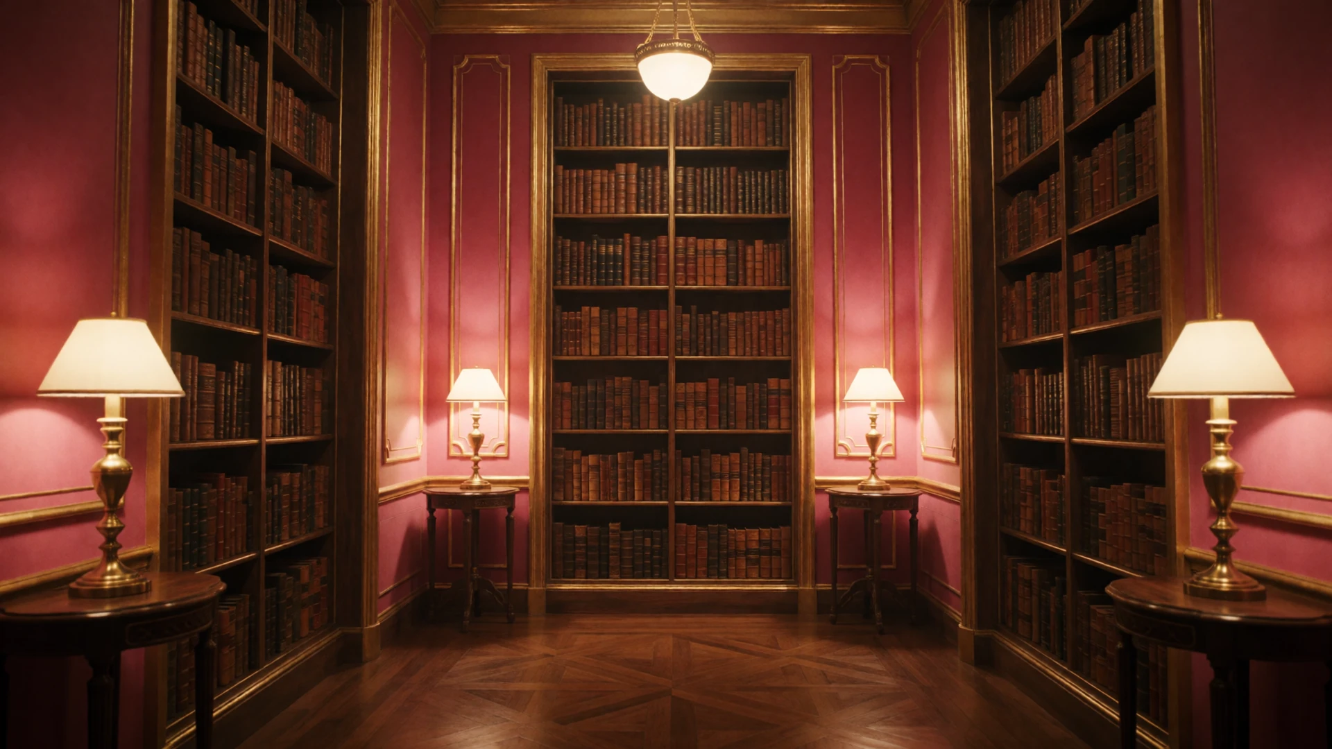 Elegant art deco library interior with warm golden lighting and tall bookshelves, setting a refined scholarly tone for the Shantidate FAQ page